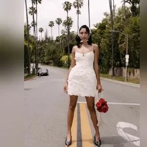 No Offers H&M x Magda Butrym White Appliqué Dress Sz XXL